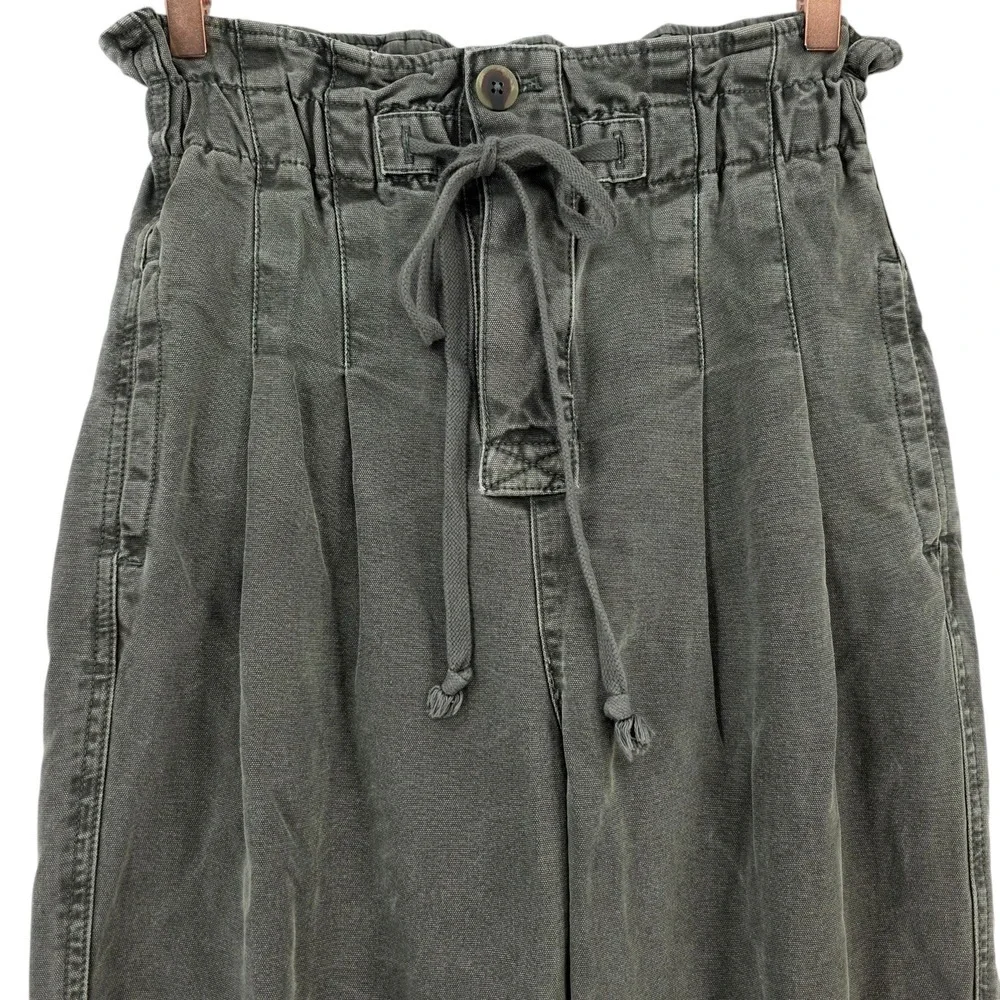 Free People Womens XS Margate Paper‎ Bag Pleated Pants in Green